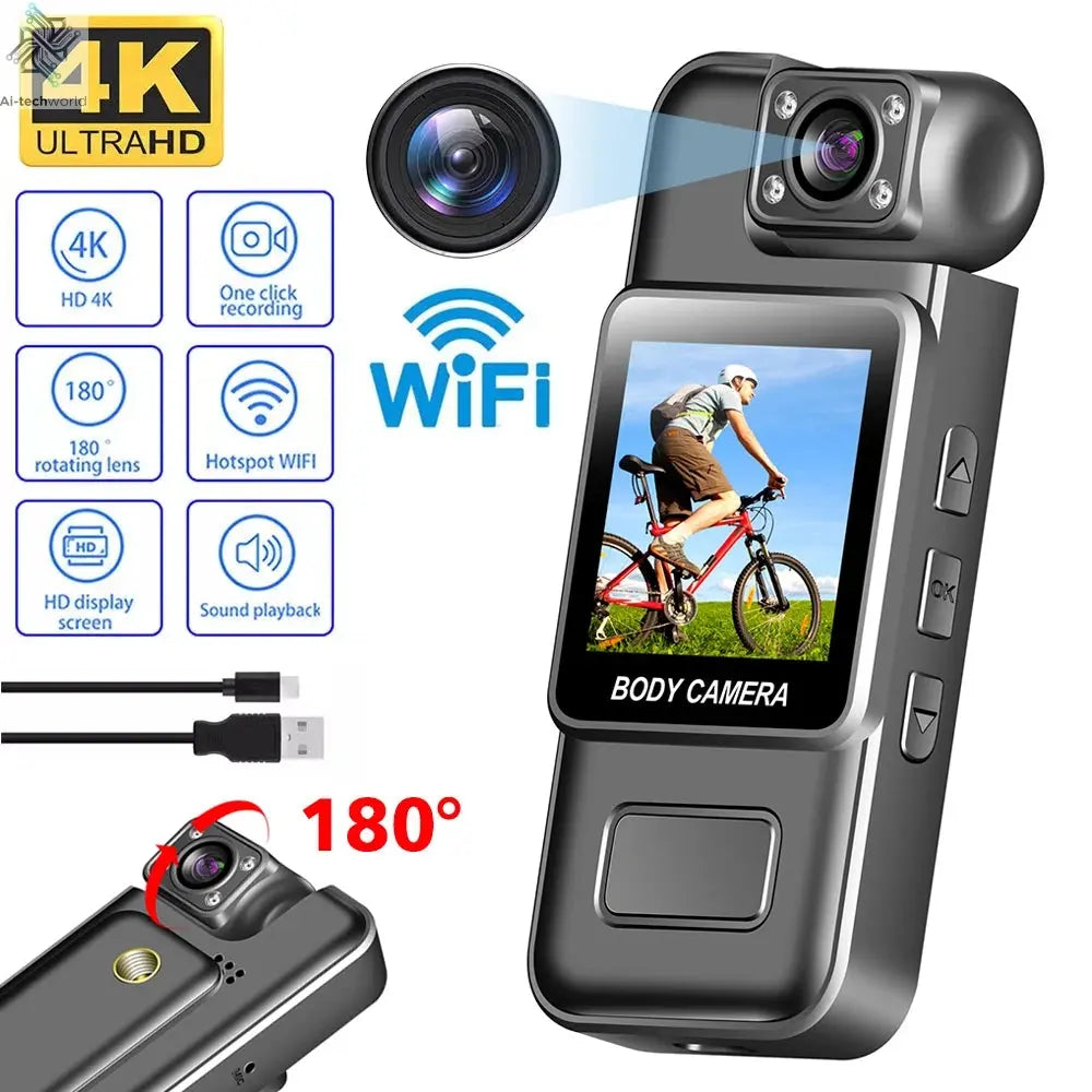 Ultra HD 4K WiFi Mini Camera Portable Digital Video Recorder Police BodyCam Infrared Night Vision Sports DV Riding Camcorder 카메라 Ai-TechWorld