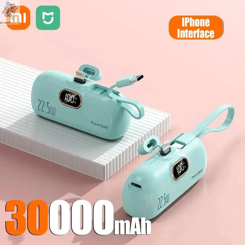 Xiaomi Mini Convenient Mobile Power Bank 30000mah Portable Fast Charging suitable for iPhone 16 15 14 Samsung External Battery - Ai - TechWorld