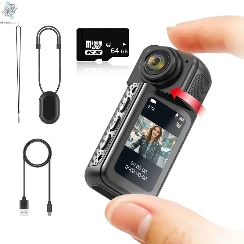 Xiaomi S70 Mini Recorder 2.7K Finger Action Camera Lightweight POV With Magnetic Belt 1.47 inch IPS Screen Bicycle Vlog Pet Cam Ai-TechWorld