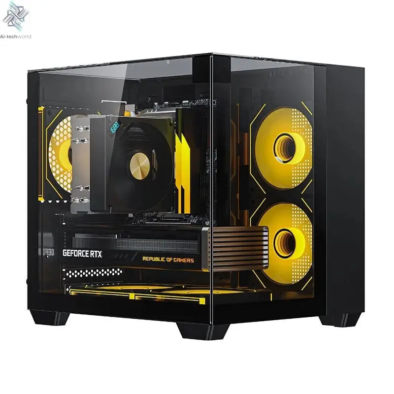Yeah Magic CUBE PC Case Sea View Room Gaming Computer Desktop M-ATX ITX Motherboard Double-Sided Tempered Glass PC Gamer FANS*3 Ai-TechWorld