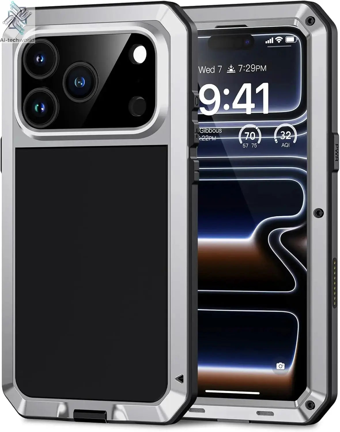 for iPhone Air 17 Pro Max 17 Pro 17 Metal Case, Heavy Duty Shockproof Tough Rugged Case with Built-in Glass Screen Protector Ai-TechWorld