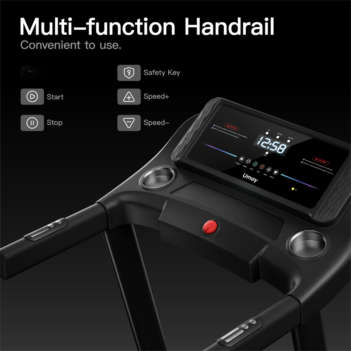 Home Folding Incline Treadmill with Pulse Sensors, 3.0 HP Quiet Brushless, 300 lbs Capacity ai-techworld