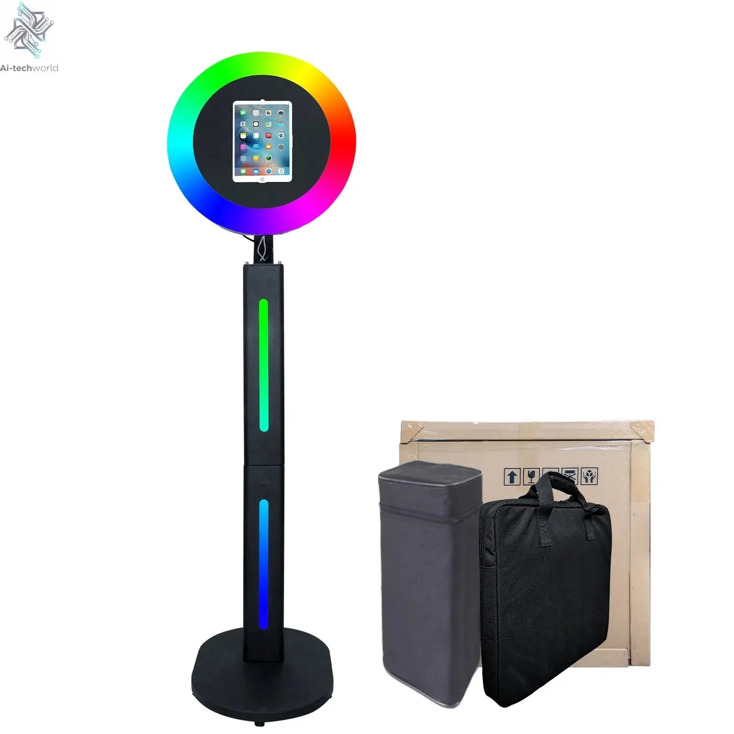 iPad Photo Booth Shell Compatible 10.2 10.5 10.9 11 12.9 13 Inch iPad Selfie Photobooth with RGB Ring Light for Wedding Party Ai-TechWorld