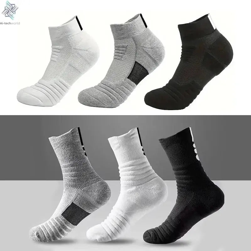 1/3 Pairs Anti-slip Football Socks Men Cotton Sock Short Long Tube Soccer Basketball Sport Socks Breathable Deodorous Sock 39-45 Ai-TechWorld 