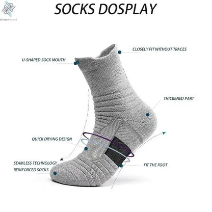 1/3 Pairs Anti-slip Football Socks Men Cotton Sock Short Long Tube Soccer Basketball Sport Socks Breathable Deodorous Sock 39-45 Ai-TechWorld 