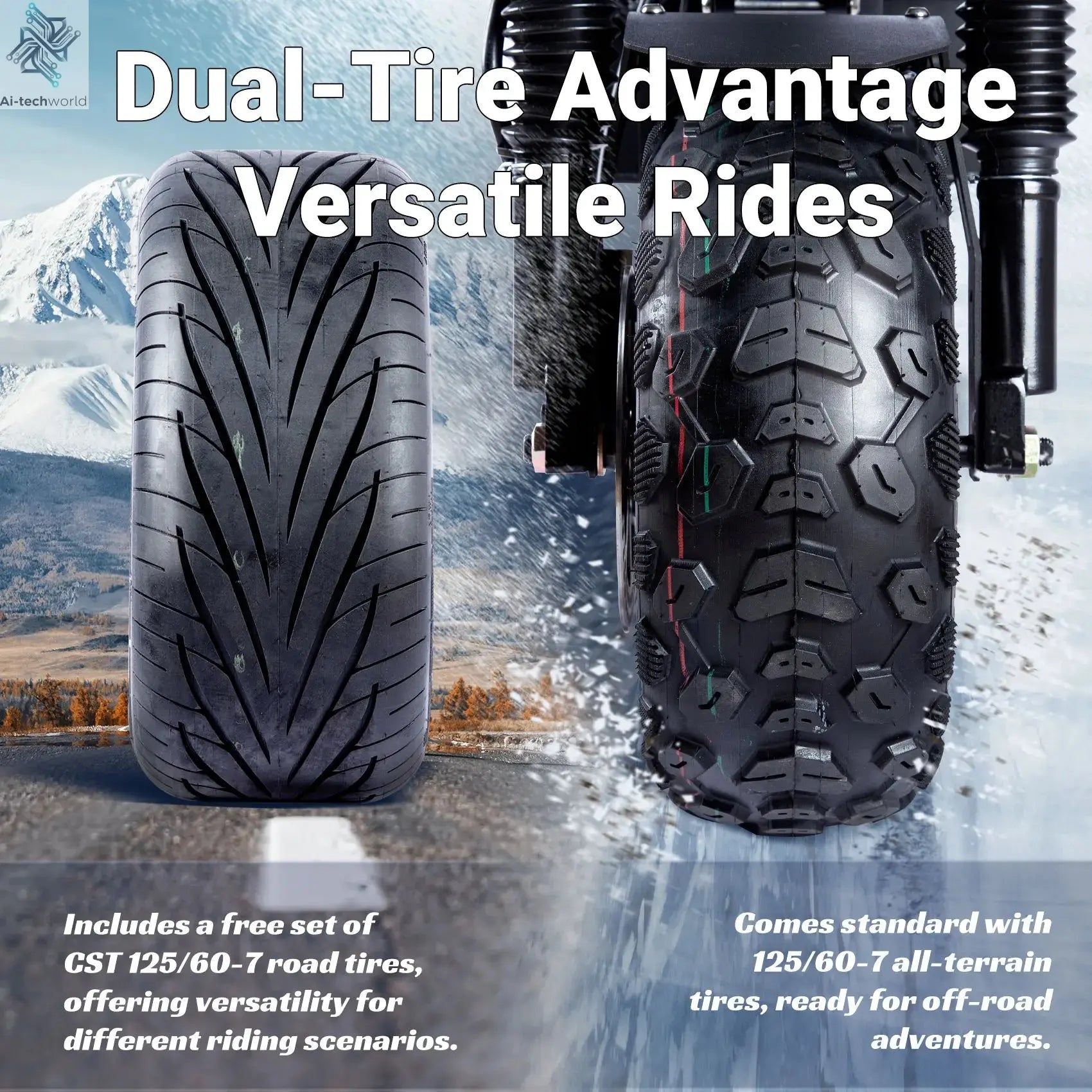 10000W Off-road Electric Scooter Dual Motors 14 Inch Off-Road Tyres 72V-40AH Panasonic Battery Speed 120KM/H elektro scooter Ai-TechWorld 