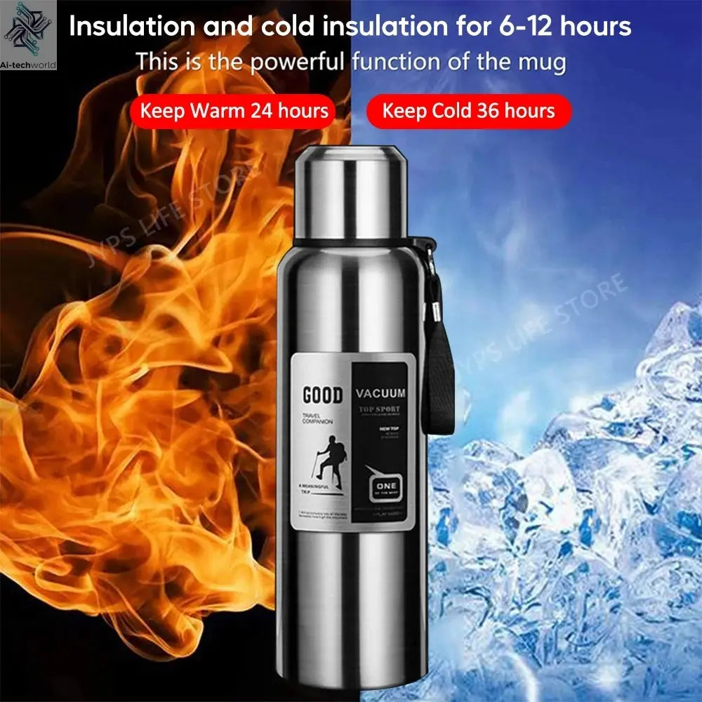 1000ML Stainless Steel Thermos Bottle Sport Thermal Water Bottle Keep Cold and Hot Insulated Cup Outdoor Campping Vacuum Flasks Ai-TechWorld 