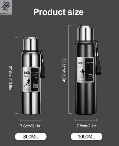 1000ML Stainless Steel Thermos Bottle Sport Thermal Water Bottle Keep Cold and Hot Insulated Cup Outdoor Campping Vacuum Flasks Ai-TechWorld 