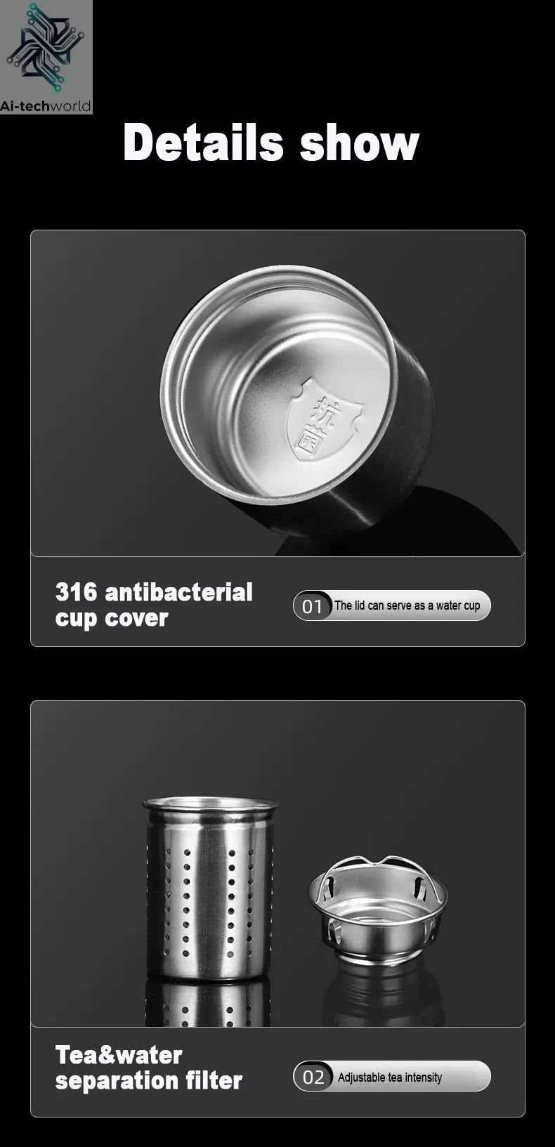 1000ML Stainless Steel Thermos Bottle Sport Thermal Water Bottle Keep Cold and Hot Insulated Cup Outdoor Campping Vacuum Flasks Ai-TechWorld 