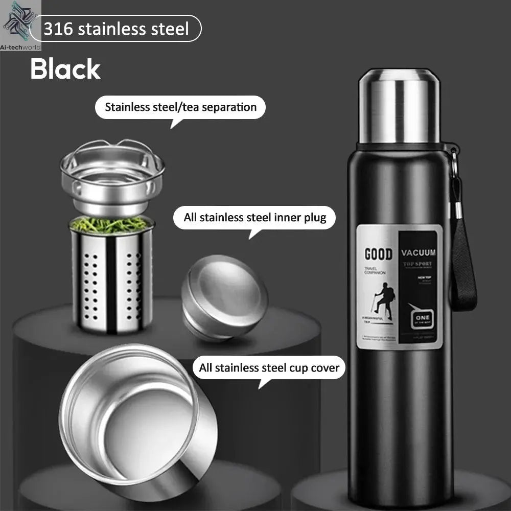 1000ML Stainless Steel Thermos Bottle Sport Thermal Water Bottle Keep Cold and Hot Insulated Cup Outdoor Campping Vacuum Flasks Ai-TechWorld 