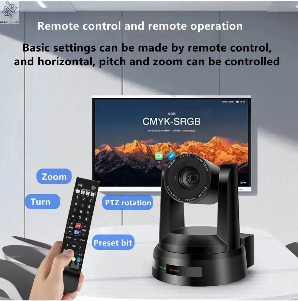 1080P/4K Conference PTZ Camera AI Tracking 60fps 20X Optical Zoom NDI POE HDMI SDI LAN USB3.0 for Church Live Stream Educate - Ai - TechWorld