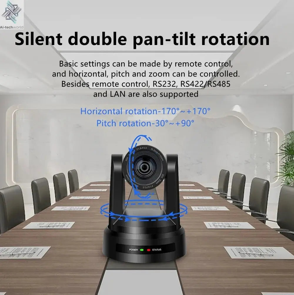 1080P/4K Conference PTZ Camera AI Tracking 60fps 20X Optical Zoom NDI POE HDMI SDI LAN USB3.0 for Church Live Stream Educate - Ai - TechWorld