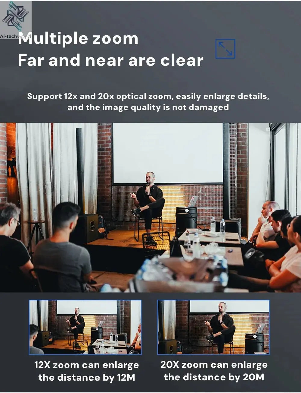 1080P/4K Conference PTZ Camera AI Tracking 60fps 20X Optical Zoom NDI POE HDMI SDI LAN USB3.0 for Church Live Stream Educate - Ai - TechWorld