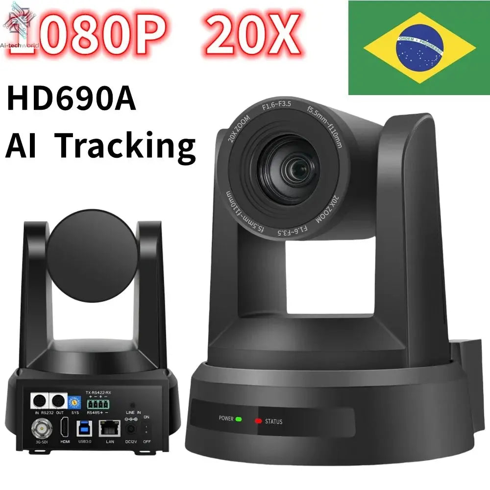 1080P/4K Conference PTZ Camera AI Tracking 60fps 20X Optical Zoom NDI POE HDMI SDI LAN USB3.0 for Church Live Stream Educate - Ai - TechWorld