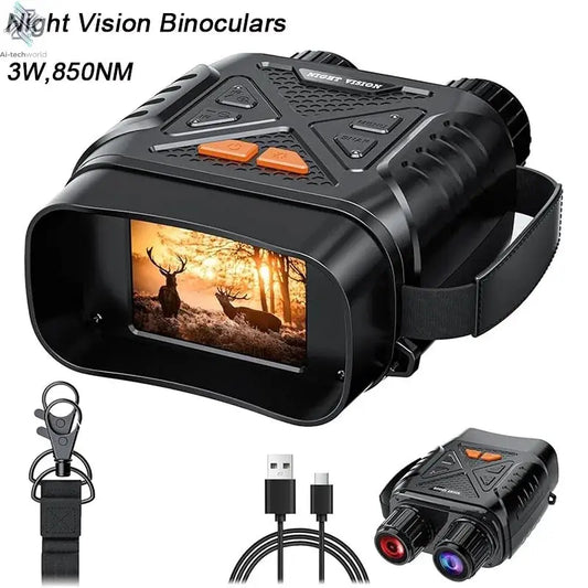 1080P Night Vision Binoculars 10x Digital 800m Full Dark Infrared Night Vision Telescope Goggles 2.8” Large Screen For Camping Ai-TechWorld 