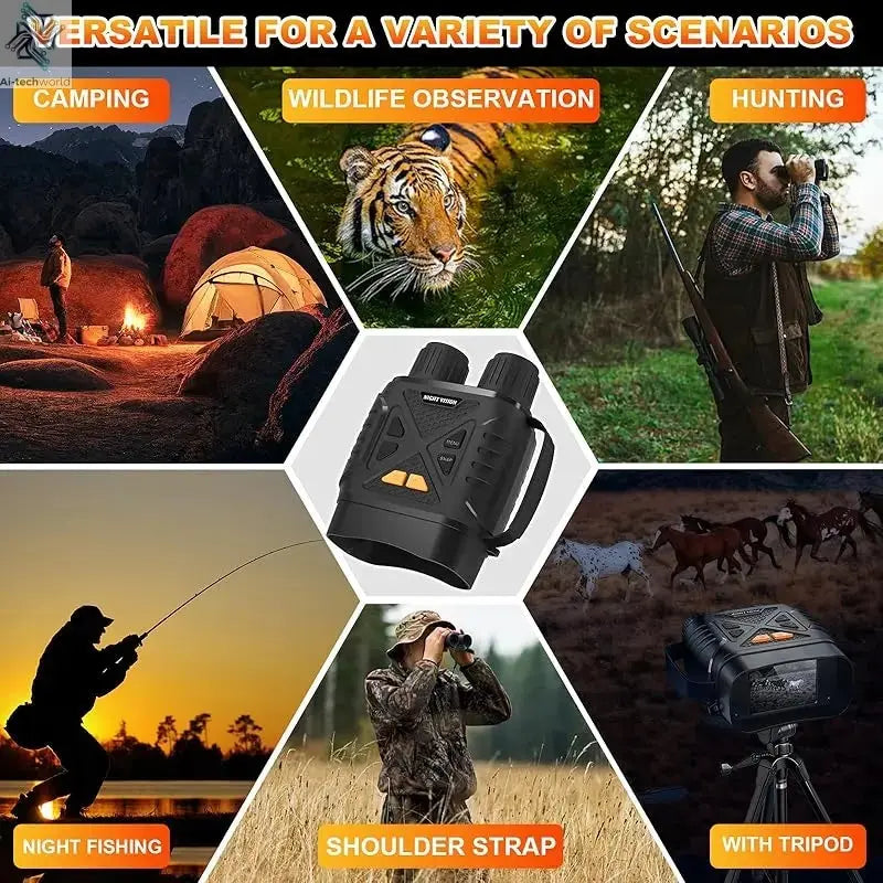 1080P Night Vision Binoculars 10x Digital 800m Full Dark Infrared Night Vision Telescope Goggles 2.8” Large Screen For Camping Ai-TechWorld 