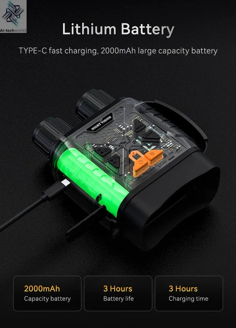 1080P Night Vision Binoculars 10x Digital 800m Full Dark Infrared Night Vision Telescope Goggles 2.8” Large Screen For Camping Ai-TechWorld 