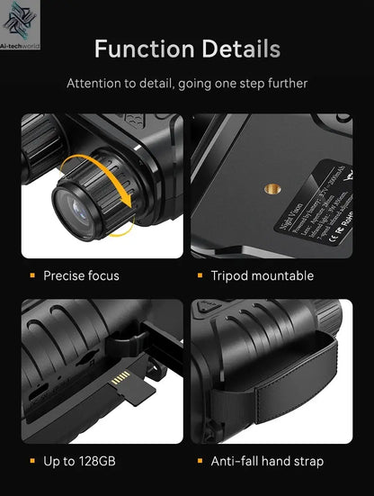 1080P Night Vision Binoculars 10x Digital 800m Full Dark Infrared Night Vision Telescope Goggles 2.8” Large Screen For Camping Ai-TechWorld 