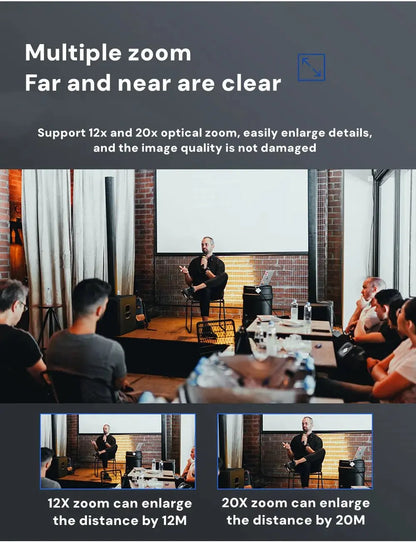 1080P/4K Conference PTZ Camera AI Tracking 60fps 20X Optical Zoom NDI POE HDMI SDI LAN USB3.0 for Church Live Stream Educate - Ai - TechWorld