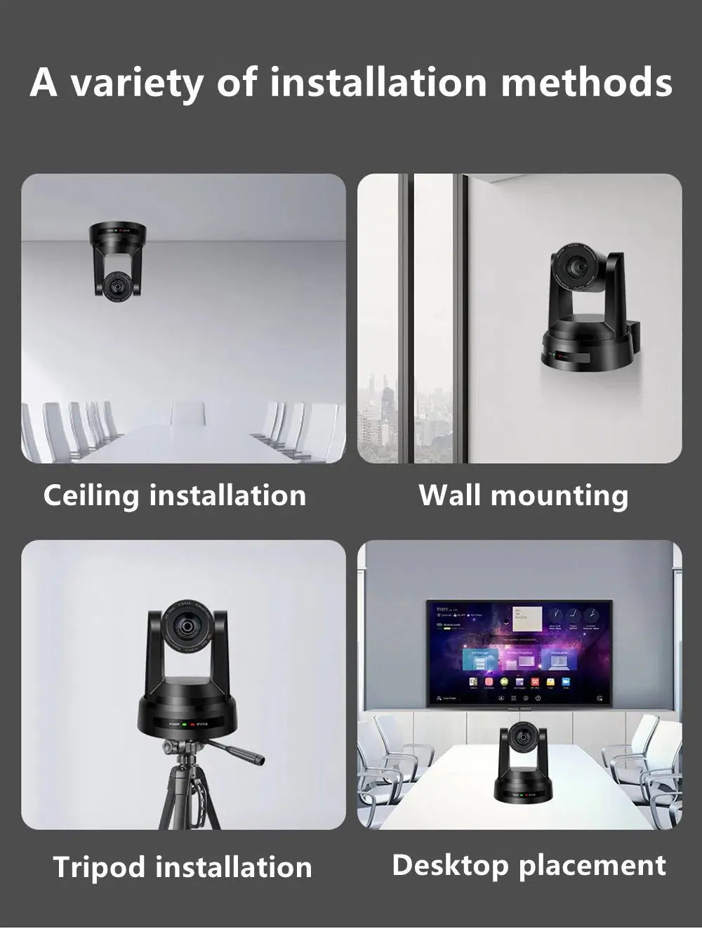1080P/4K Conference PTZ Camera AI Tracking 60fps 20X Optical Zoom NDI POE HDMI SDI LAN USB3.0 for Church Live Stream Educate - Ai - TechWorld