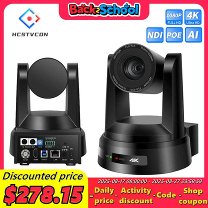 1080P/4K Conference PTZ Camera AI Tracking 60fps 20X Optical Zoom NDI POE HDMI SDI LAN USB3.0 for Church Live Stream Educate - Ai - TechWorld