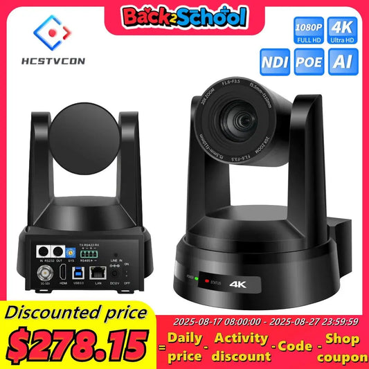 1080P/4K Conference PTZ Camera AI Tracking 60fps 20X Optical Zoom NDI POE HDMI SDI LAN USB3.0 for Church Live Stream Educate - Ai - TechWorld