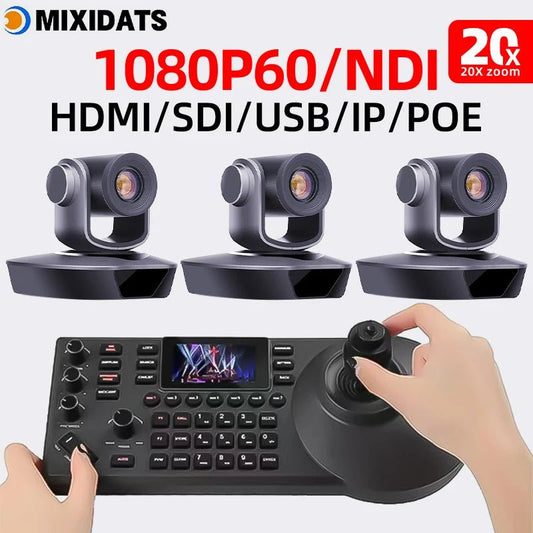1080P60fps PTZ Camera NDI POE 20X Zoom Conference for Church Meeting 1pc NDI PTZ camera Controller for Video Conferencing 1-8pcs Ai-TechWorld