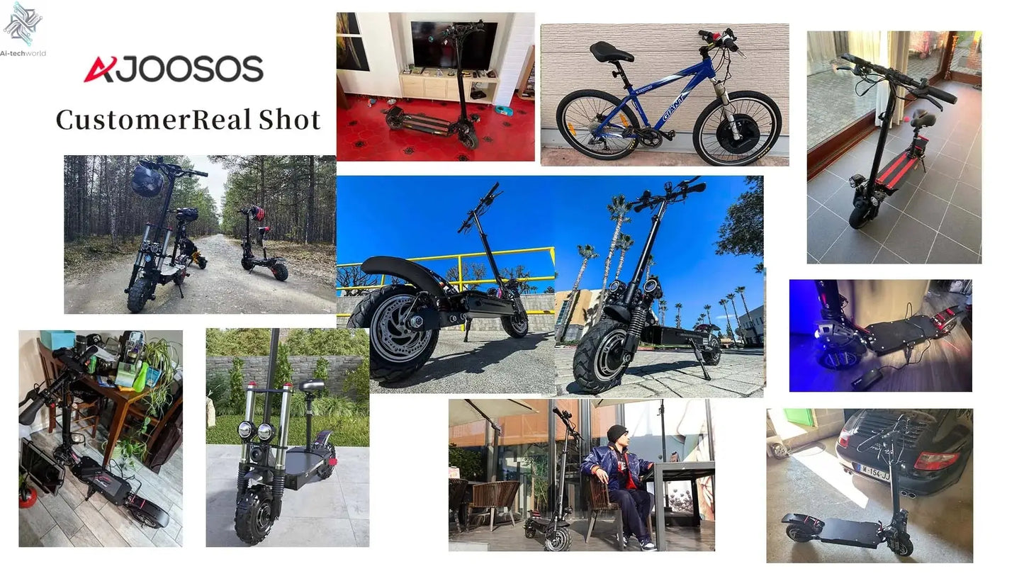 1200W 2400W 6000W Commuter Seated Adults Electric Scooter 48V/72V E-Scooter 10 inch Tubeless Off Road Tire with LCD - Ai-TechWorld