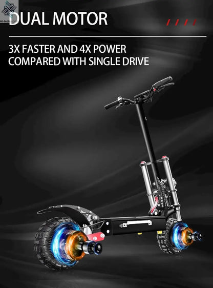 1200W 2400W 6000W Commuter Seated Adults Electric Scooter 48V/72V E-Scooter 10 inch Tubeless Off Road Tire with LCD - Ai-TechWorld