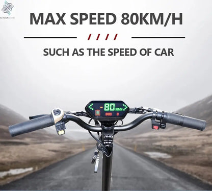 1200W 2400W 6000W Commuter Seated Adults Electric Scooter 48V/72V E-Scooter 10 inch Tubeless Off Road Tire with LCD - Ai-TechWorld