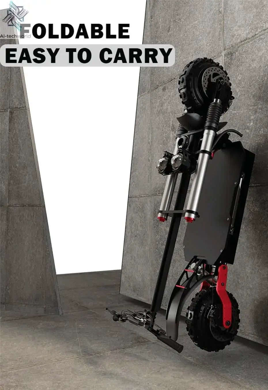 1200W 2400W 6000W Commuter Seated Adults Electric Scooter 48V/72V E-Scooter 10 inch Tubeless Off Road Tire with LCD - Ai-TechWorld
