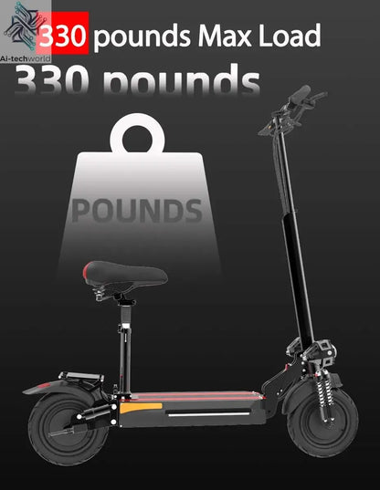 1200W 2400W 6000W Commuter Seated Adults Electric Scooter 48V/72V E-Scooter 10 inch Tubeless Off Road Tire with LCD - Ai-TechWorld