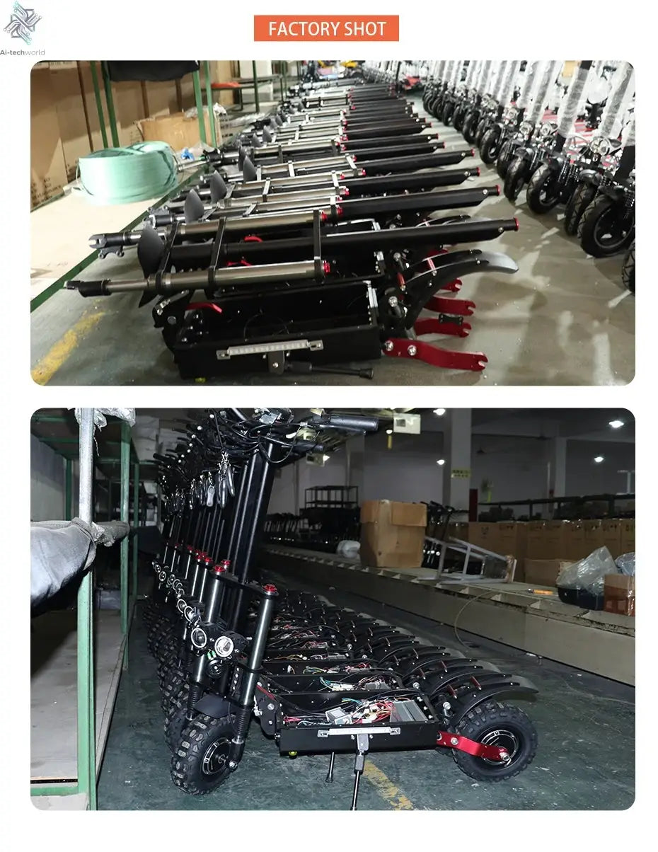 1200W 2400W 6000W Commuter Seated Adults Electric Scooter 48V/72V E-Scooter 10 inch Tubeless Off Road Tire with LCD - Ai-TechWorld
