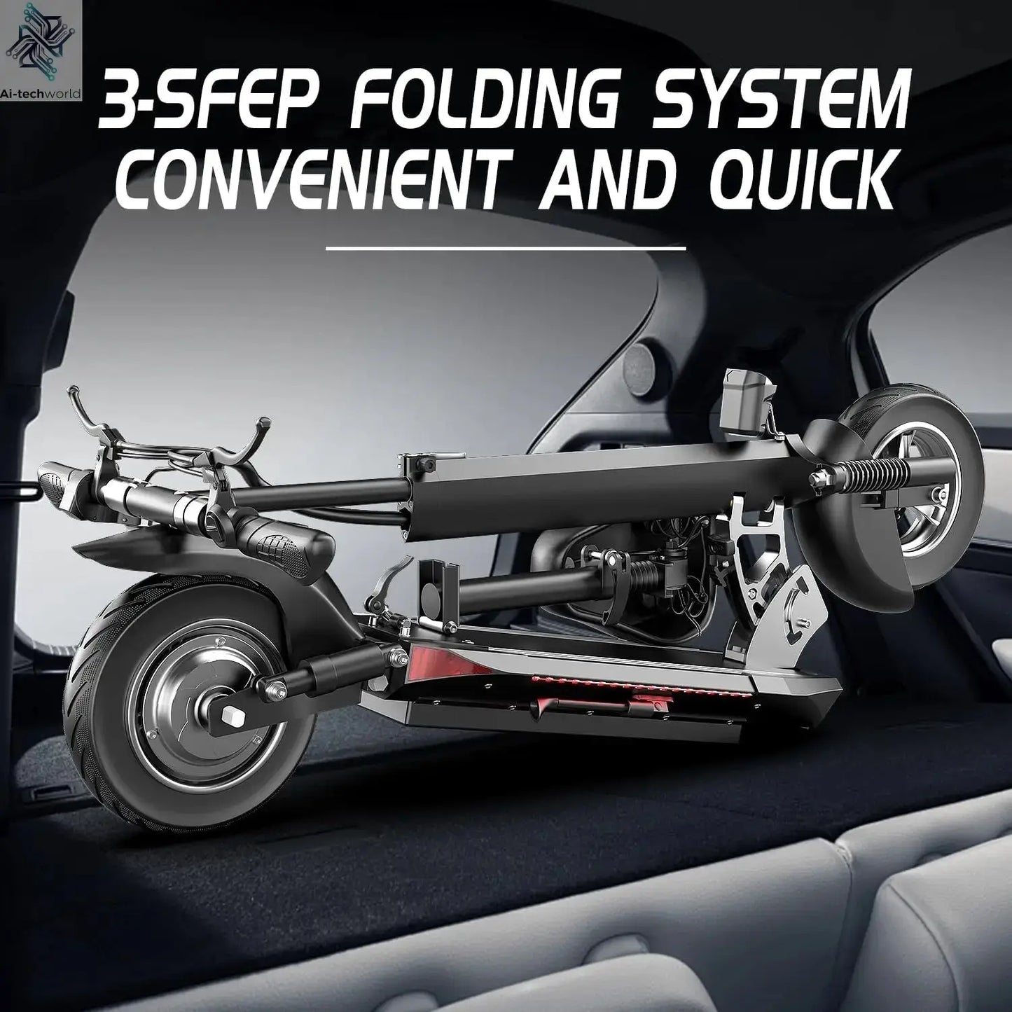 1200W Peak Dual Motor Electric Scooter with Seat, 48V 15AH 27 MPH,Up to 45+ Miles, UL2272 Certified Foldable Commuting E-Scooter Ai-TechWorld 