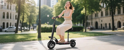 1200W Peak Dual Motor Electric Scooter with Seat, 48V 15AH 27 MPH,Up to 45+ Miles, UL2272 Certified Foldable Commuting E-Scooter Ai-TechWorld 