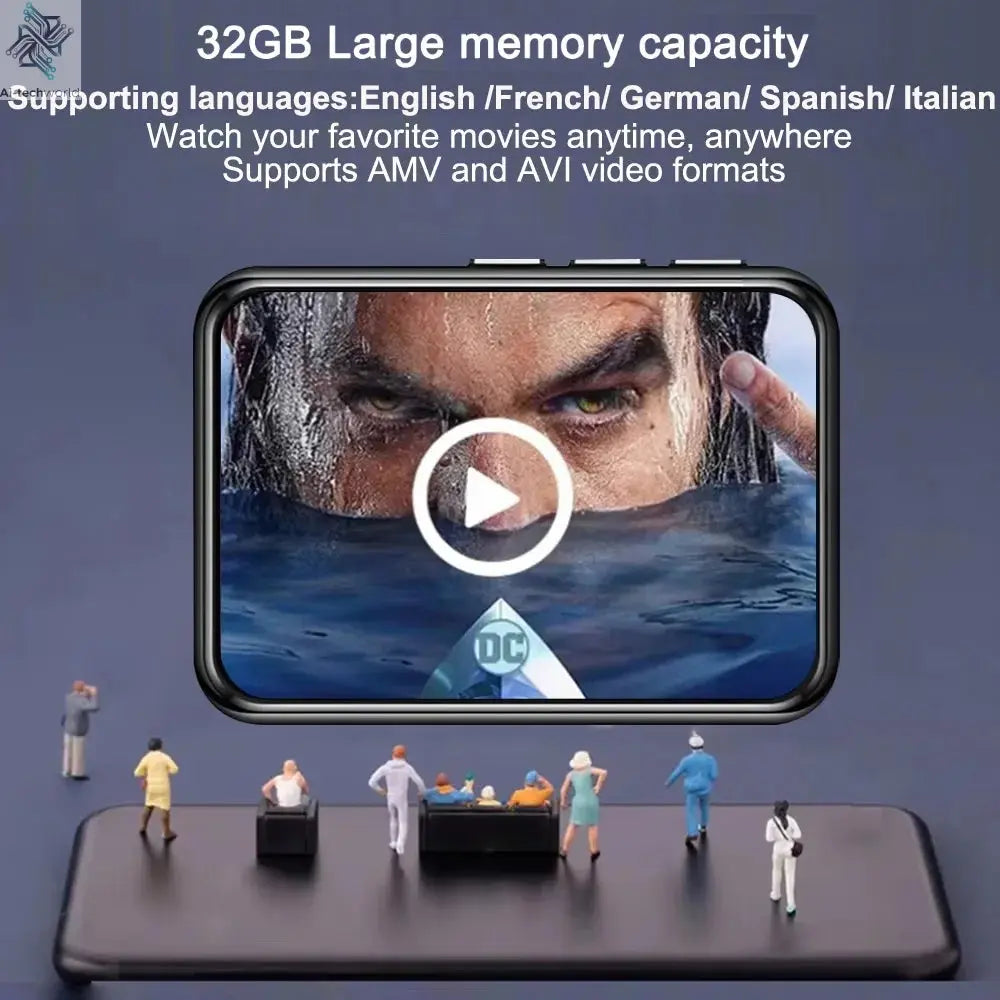 128G MP3 Player Bluetooth 5.4 HiFi MP3 Music Player Built-in Speaker 2.4inch Touch Screen MP4 Player with E-book/Video Recording Ai-TechWorld 