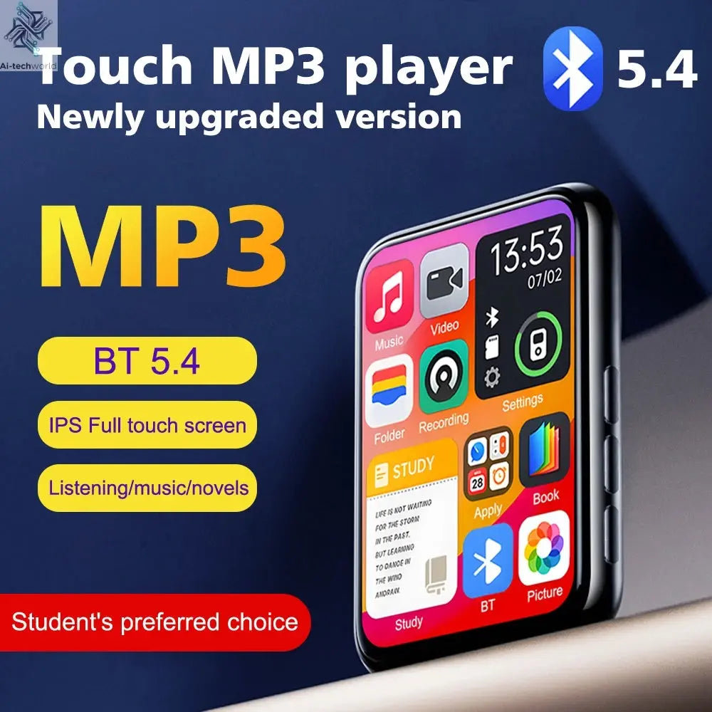 128G MP3 Player Bluetooth 5.4 HiFi MP3 Music Player Built-in Speaker 2.4inch Touch Screen MP4 Player with E-book/Video Recording Ai-TechWorld 