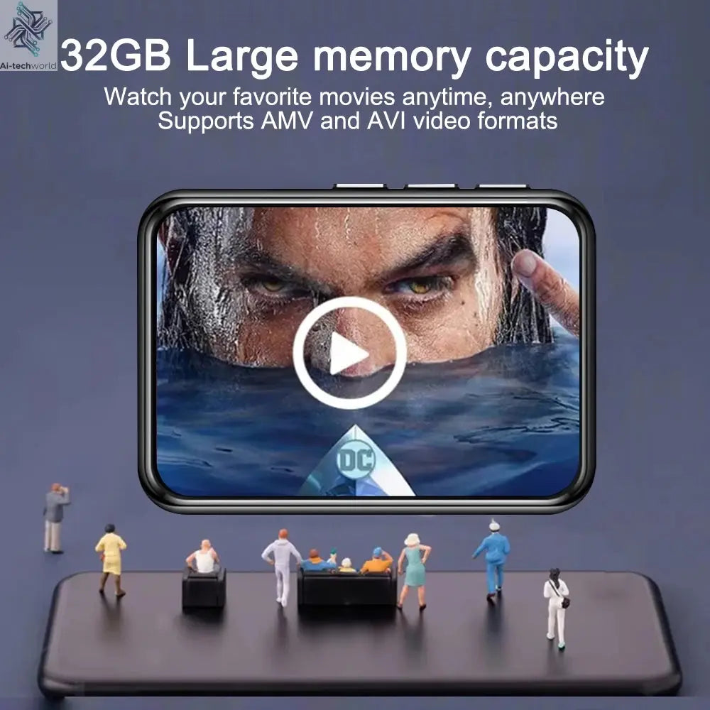 128G MP3 Player Bluetooth 5.4 HiFi MP3 Music Player Built-in Speaker 2.4inch Touch Screen MP4 Player with E-book/Video Recording Ai-TechWorld 