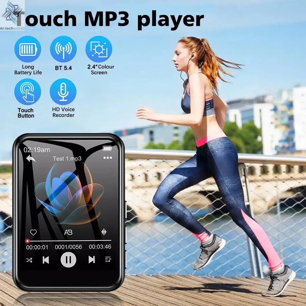 128G MP3 Player Bluetooth 5.4 HiFi MP3 Music Player Built-in Speaker 2.4inch Touch Screen MP4 Player with E-book/Video Recording Ai-TechWorld 