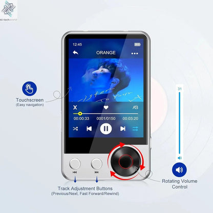 128GB MP3 Player with Boosted Bluetooth 5.3, Music Player Features HD Speaker, 2.4" Touchscreen, Expandable SD Card Slot, Dual Ai-TechWorld 