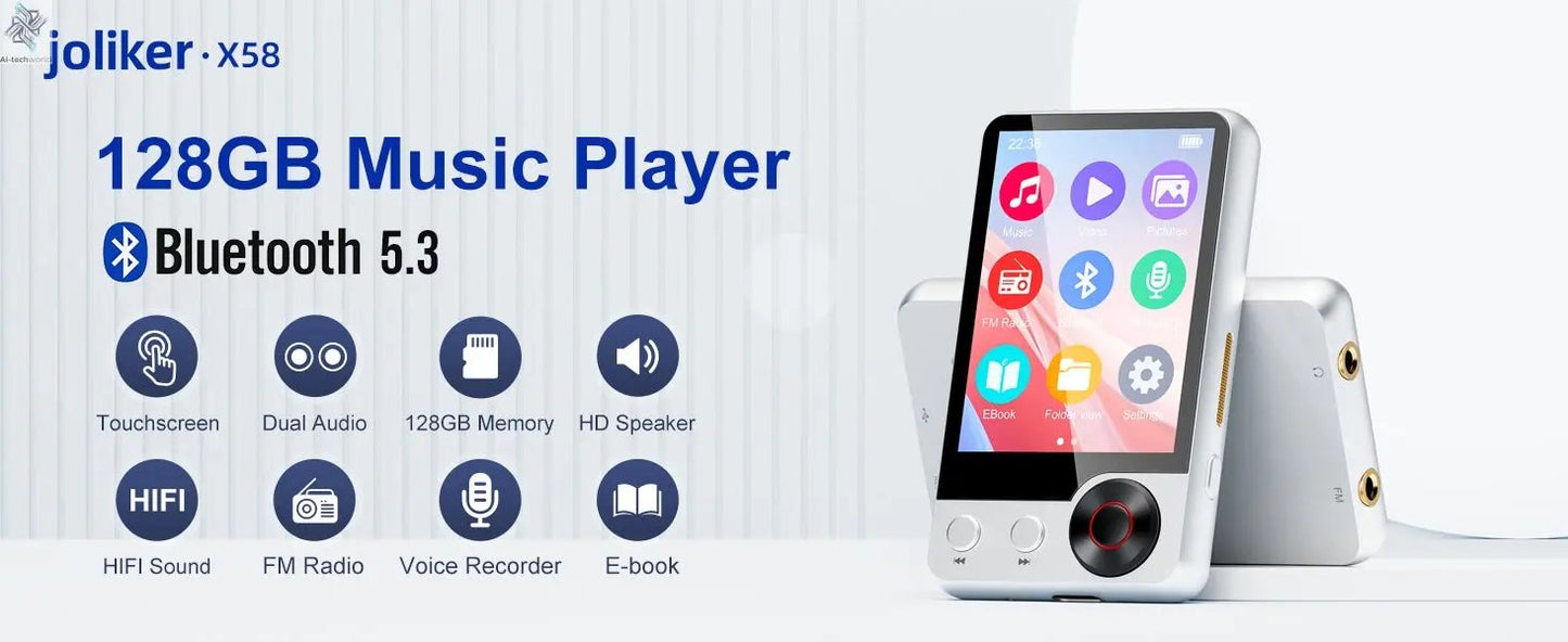 128GB MP3 Player with Boosted Bluetooth 5.3, Music Player Features HD Speaker, 2.4" Touchscreen, Expandable SD Card Slot, Dual Ai-TechWorld 