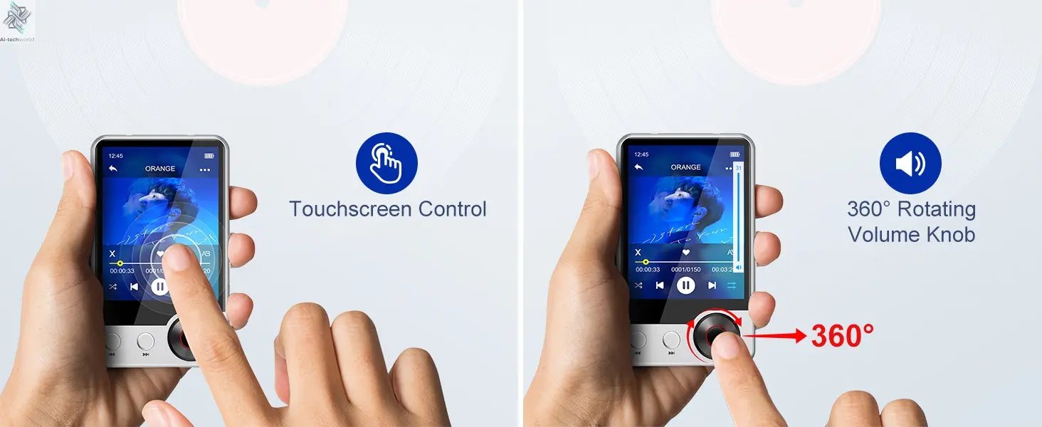 128GB MP3 Player with Boosted Bluetooth 5.3, Music Player Features HD Speaker, 2.4" Touchscreen, Expandable SD Card Slot, Dual Ai-TechWorld 