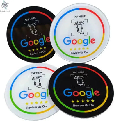 13.56Mhz Programmable Google Round Review Card NFC Round Card NFC Google Review display Round patch card brand holder Ai-TechWorld 