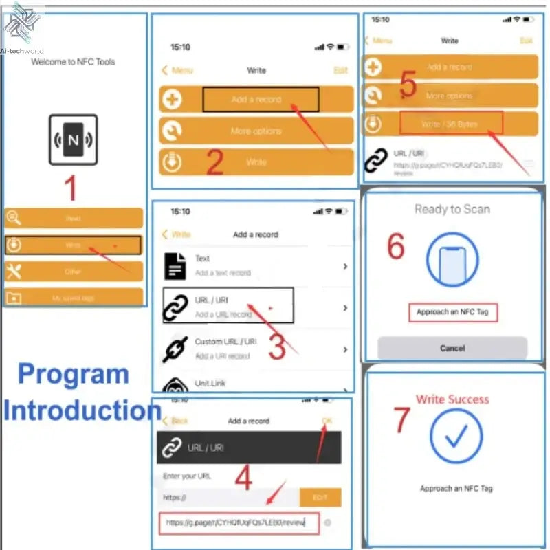 13.56Mhz Programmable Google Round Review Card NFC Round Card NFC Google Review display Round patch card brand holder Ai-TechWorld 