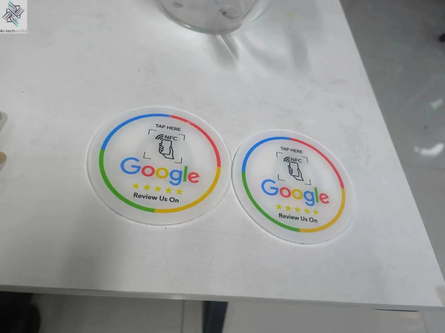 13.56Mhz Programmable Google Round Review Card NFC Round Card NFC Google Review display Round patch card brand holder Ai-TechWorld 