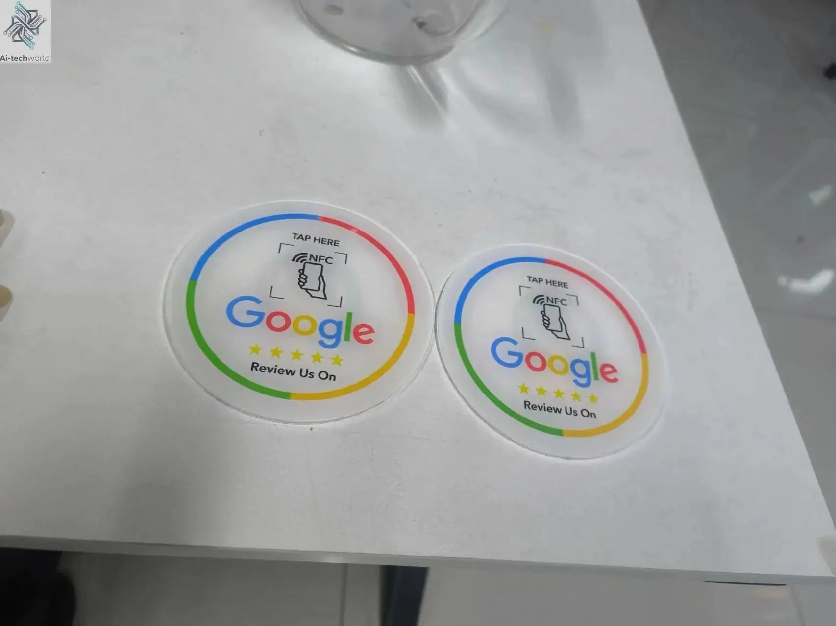 13.56Mhz Programmable Google Round Review Card NFC Round Card NFC Google Review display Round patch card brand holder Ai-TechWorld 