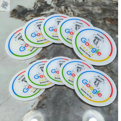 13.56Mhz Programmable Google Round Review Card NFC Round Card NFC Google Review display Round patch card brand holder Ai-TechWorld 
