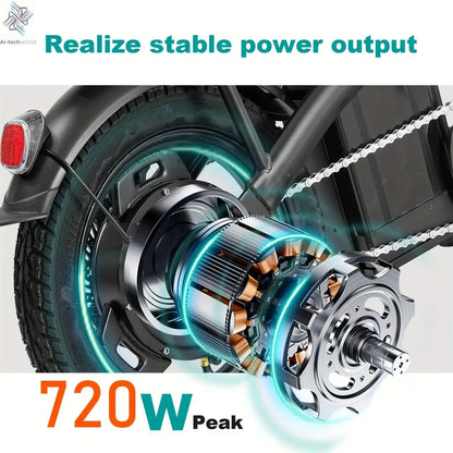 14-inch electric bike, easy to fold, adult commuter electric bike, 500W motor, removable battery, 20-mile maximum range Ai-TechWorld 