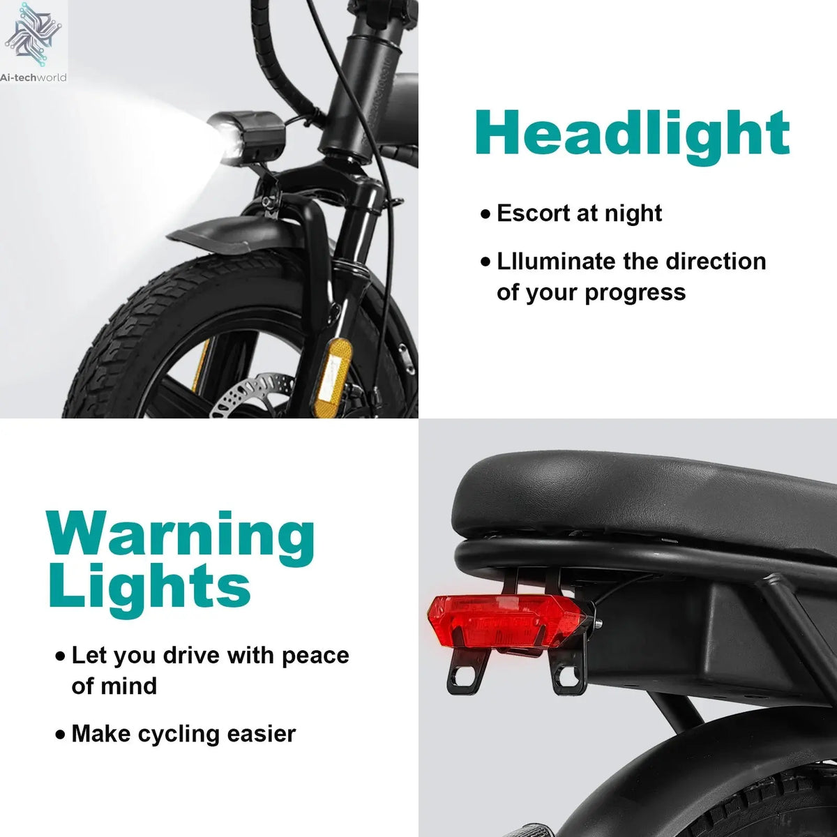14-inch electric bike, easy to fold, adult commuter electric bike, 500W motor, removable battery, 20-mile maximum range Ai-TechWorld 