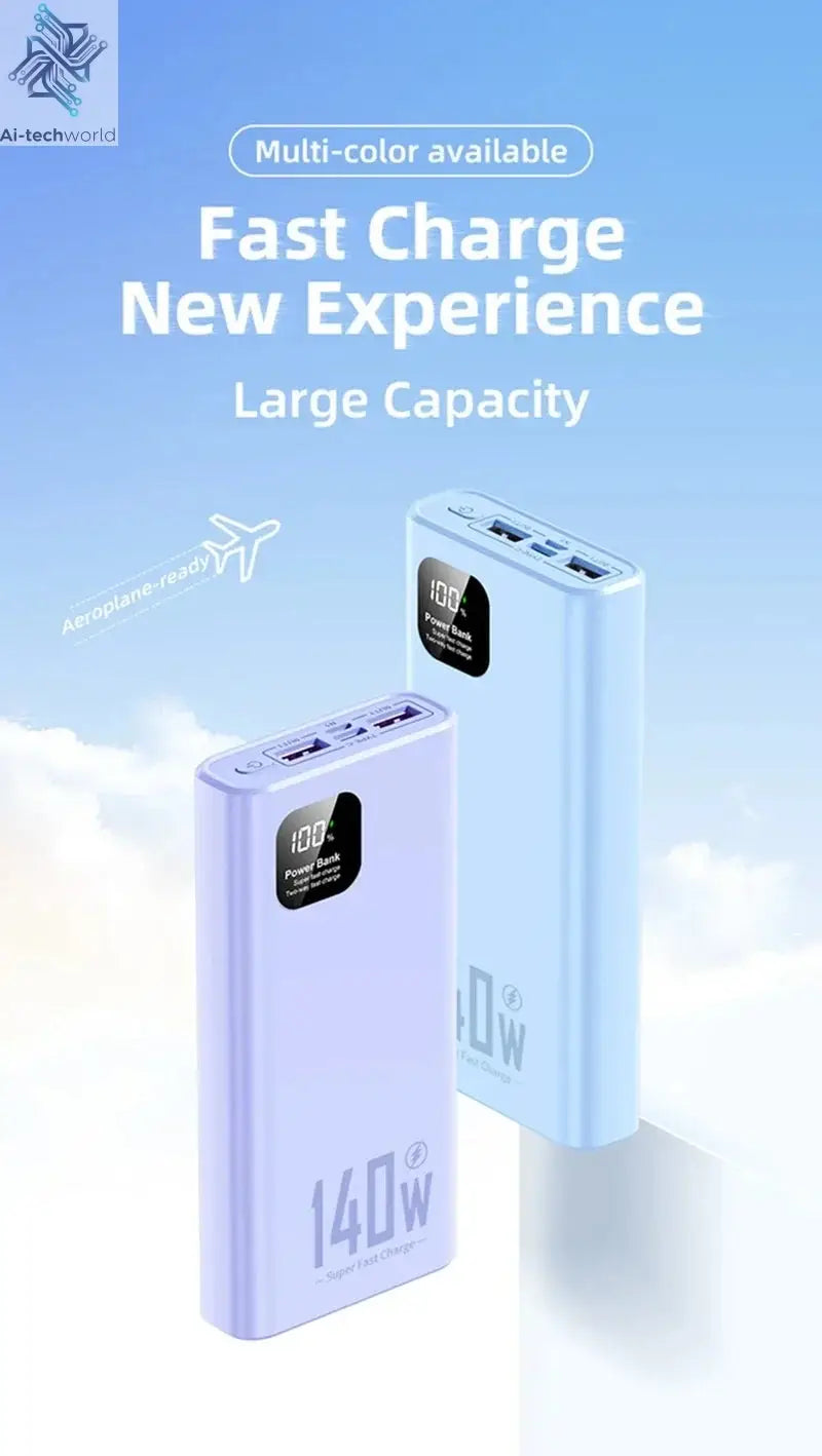 140W 100000mAh Power Bank High Capacity PD 22.5W Super Fast Charging Portable Battery Charger for iPhone 12-17 Samsung 2026 NEW Ai-TechWorld 
